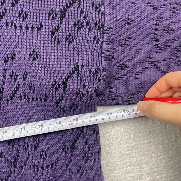 Vintage Serge Saint Yves Psychedelic Knit Sweater Retro Purple / Black Mens XL - Picture 8 of 16